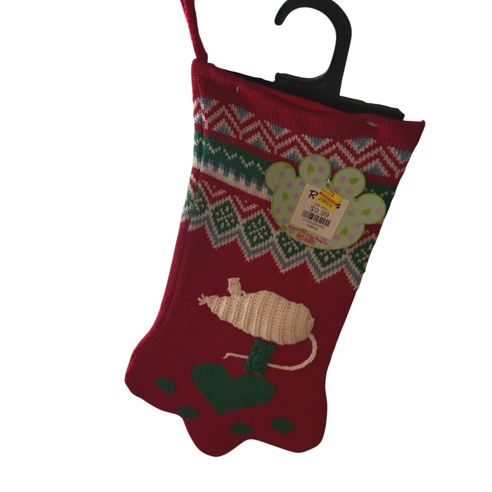 Red Knit Pet Cat Christmas Stocking Paw Shape Crochet Mouse The‎ Jabara Group